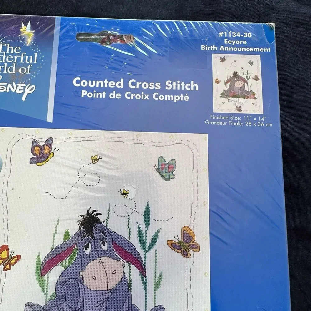 Disney Eeyore Butterflies Counted Cross Stitch Kit 1134-30 Janlynn 11” x 14” USA